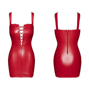Mini Robe Sexy - Noir Handmade Power Wetlook F364 (Rouge)