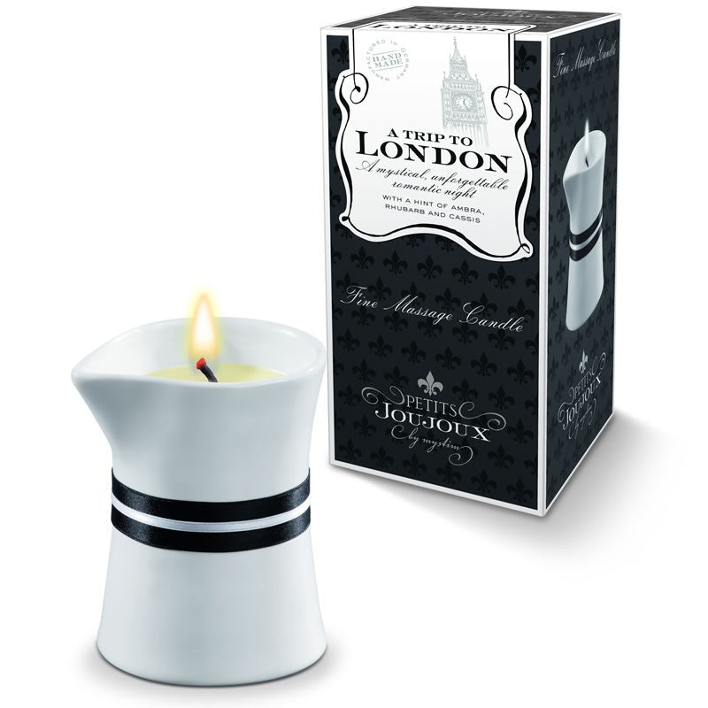 Bougie de massage London rhubarbe et ambre - Petits Joujoux