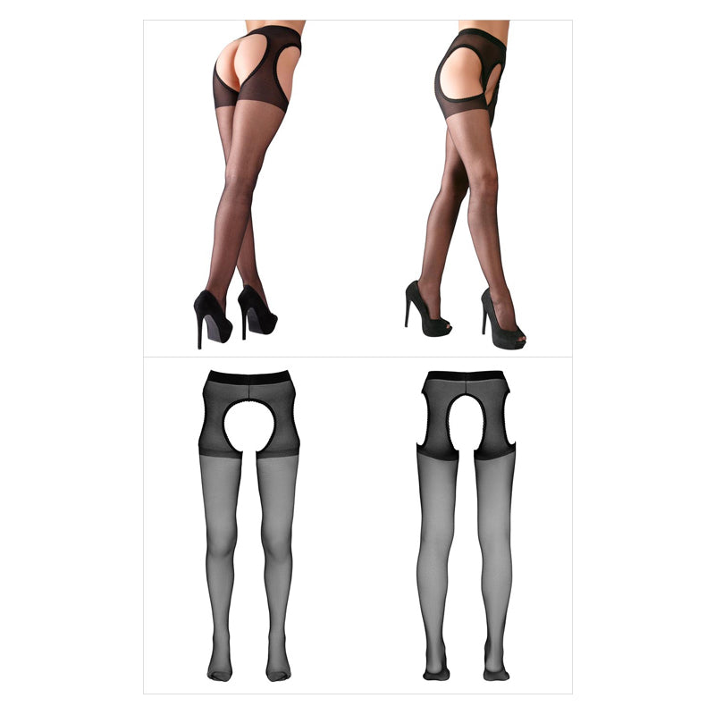 Collant ouvert effet porte-jarretelles - Noir