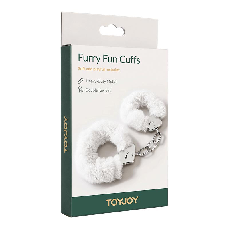White Beginner's Furry Cuffs - ToyJoy