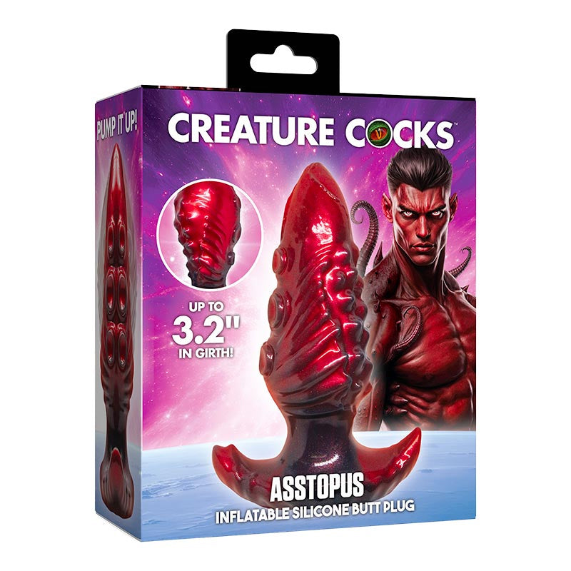 Plug anal gonflable Asstopus Creature Cocks rouge 12.5cm