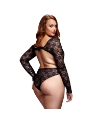 Bodys sexy Grande taille Black Lacy Bodysuit Back Cutout - Baci