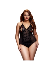 Lace Bodysuit & Bra Slits Red Bow Grande taille - Baci