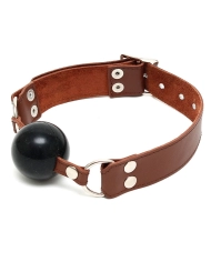 Ball Gag silicone and leather Ø 4.4 cm Brown - Rimba