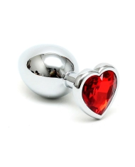Butt plug con cristallo a forma di cuore (Rosso) - Rimba