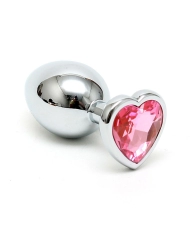 Buttplug aus Edelstahl mit Herzform Kristal (Pink) - Rimba