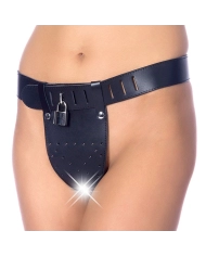Leather Chastity belt for woman with 2 holes - Rimba