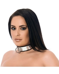 Metallic BDSM collar with padlock (width 3.5 cm) - Rimba