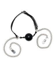 Bavaglio con pinze per i seni - Rimba