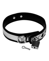 Metallic BDSM collar with padlock (width 2.8 cm) - Rimba
