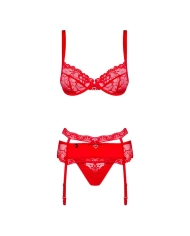 Ensemble de lingerie sexy Heartina (rouge) - Obsessive