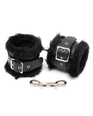 Manette in pelle & pelliccia imbottita Nero - Rimba