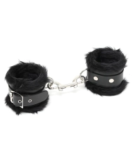 Manette in pelle & pelliccia imbottita Nero - Rimba