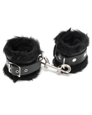 Manette in pelle e pelliccia imbottita (Caviglie) Nero - Rimba