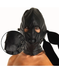 Leder BDSM Haube mit Ball Gag - Rimba