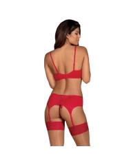 Jolierose 3 st. Set di lingerie sexy (rosso) - Obsessive