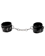 black leather padded handcuffs - Ouch!