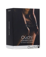 black leather padded handcuffs - Ouch!
