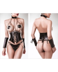 Sexy black 4 piece harness set - Grey Velvet 15133