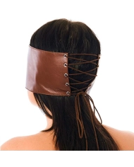 Maschera BDSM con fascia in pelle (Marone) - Rimba