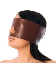 Maschera BDSM con fascia in pelle (Marone) - Rimba
