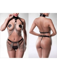 BDSM Harness set 4pces. - Grey Velvet 20201