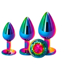 Anal Plug Set Alu Rear Assets Rainbow (3x) - NS Novelties