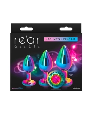 Anal Plug Set Alu Rear Assets Rainbow (3x) - NS Novelties