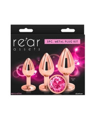 Anal Plug Set Alu Rear Assets Rose & Gold (3x) - NS Novelties