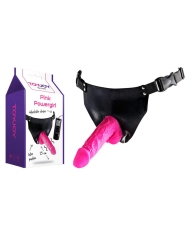 Vibrating strap-on dildo Pink PowerGirl - ToyJoy