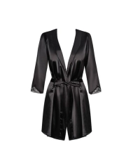 Satinia Bathrobe & G-string (Black) - Obsessive