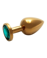 Plug anale in metallo dorato con cristallo verde (Medium) - Ouch!
