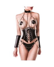 Sexy black 4 piece harness set - Grey Velvet 15133