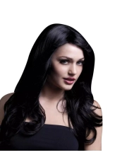 Lange schwartze Perücke Nicole 66 cm - Fever
