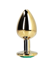 Plug anal en métal doré avec cristal vert (Large) - Metal Butt Plug Ouch!