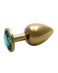 Plug anale in metallo dorato con cristallo verde (Large) - Plug anale in metallo Ouch!
