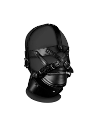 Head harness with zipped mouth and lock (black) - Ouch!