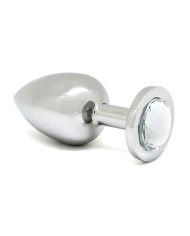 Stainless steel anal plug with crystal - Transparent
