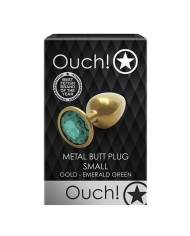 Plug anale in metallo dorato con cristallo verde (Small) - Metal Butt Plug Ouch!