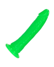 Dildo réaliste vert fluo avec ventouse 18 cm - RealRock Glow in the Dark