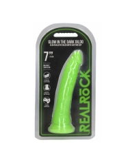 Dildo réaliste vert fluo avec ventouse 18 cm - RealRock Glow in the Dark