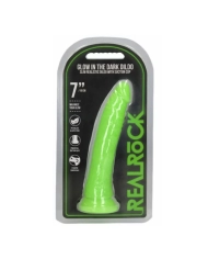 Dildo realistic fluorescent green with suction cup 18 cm - RealRock Glow in the Dark