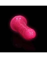 Realistischer neonpink Dildo mit Saugnapf 18 cm - RealRock Glow in the Dark