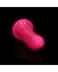 Dildo réaliste rose fluo avec ventouse 18 cm - RealRock Glow in the Dark