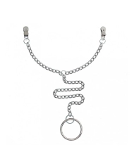 Brustklammern mit Kette und Cockring (5 cm) - Rimba