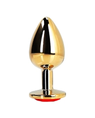 Gold metal anal plug with red crystal - Ouch!