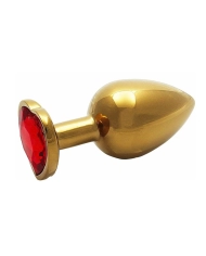 Gold metal anal plug with red crystal - Ouch!