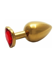 Plug anal en métal doré avec cristal rouge - Ouch!