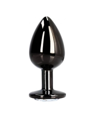 Black metal anal plug with silver crystal - Ouch!