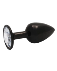 Black metal anal plug with silver crystal - Ouch!